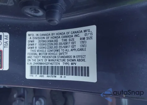 2015 Honda Cr-V Ex from USA, damaged, VIN 2HKRM4H52FH677274